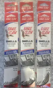 6 Packs Eagle Claw Snell Plain Shank Size 2/0