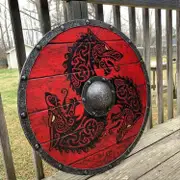 New Medieval Wood Sign Viking Wolf Warrior Handcrafted Battle Ready Shield Medieval Viking Warrior S
