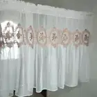 Flower Embroidery Tulle Curtains Short Mesh Valance Door Window Partition