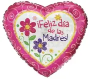 Feliz Dia De Las Madres 17in Heart Shaped & Flowers Ballon’s 2 pack