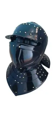 Helmet Black Antique Medieval Helmet Close Battle Knight Custom Armor 18 G Steel