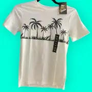 NEW Art Class Boy's White Summer Beach Palm Tree Print Graphic T-Shirt Size M
