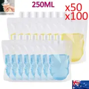 250ml Clear Reusable Spout Flask Bladder Bags Alcohol Pouch Leak Proof Cap Bag