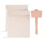 Pack of 2 Bags and 1 Piece Ice Mallet Set-Reusable Canvas Crushed Ice Bags witC9