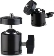 Universal 1/4" Swivel Mini Ball Head Screw Tripod Mount（2 Pack）, Eszkozta360 Deg