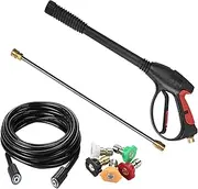 High Pressure Washer with Extension Rod 5 Differe Nozzles 8m Hose 4000 PSI Portable Handheld Car Washer M22 Water Inlet 1/4-inch Nozzle Connection Washing er for Floor Fence Patio Black Type 3