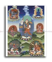 Standing Guru Rinpoche Tibetan thangka paper poster 8x10" print wall art