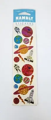 vintage 90s Hambly sticker sheet sparkly glittery outer space astronaut planets