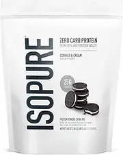 Isopure Zero Carb Protein Powder, 100% Whey Protein Isolate, Flavor: Cookies and Cream, 1 Pound (Packaging May Vary)