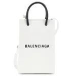 BALENCIAGA 593826 SHOPPER 小牛皮購物袋造型迷你肩背包 白色