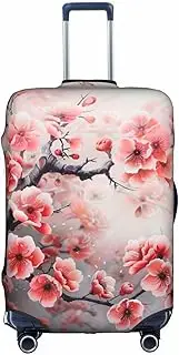 [Pvinnk] Japanese Cherry Flowers Print Protective Luggage Cover Elastic Washable Suitcase Protector Travel Gear Protector, White, Medium