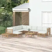 Outdoor Lounge Set 9 Piece Sectional Sofa Set with Cushions Bamboo vidaXL