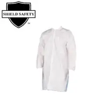 White Microporous 50G Lab Coats, Elastic Wrists, No Pocket - Large 25 Pieces