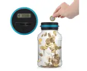 Digital Piggy Bank Counter with Digital Display and Large Capacity for Children (1.8L) Automatic Coin Counting Glass Piggy Bank Savings Piggy