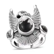 Artisan Crafted White Buffalo 4.65 ctw Ring in Black Oxidized Sterling Silver
