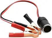 2PCS Cigarette Lighter Extension Cord, 12V-24V Female Car Cigarette Lighter Socket with 50A Battery Alligator Crocodile Clips Connector, Vehicle Battery Extension Charge Cable