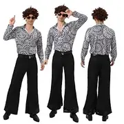 Retro Vintage 1970s Outfits Party Costume Hippie Disco Men's Halloween Carnival Masquerade Prom Club Pride Parade Adults' Shirt Pants