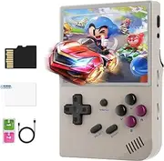 RG35XX Handheld Game Console,3.5 Inch IPS Screen,Supports 5G WiFi Bluetooth HDMI,2100mAh,GarlicOS System,Built-in 64G TF Card,5000+ Games(Grey）