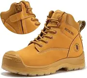 [ROCKROOSTER] Woodland 6" Composite toe Work Boots for Men with YKK Zipper, Non-Slip TPU Outsole, Metal Free, EH Rated, ASTM F2413-18 Safety Boots AK659