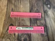 Tough-1 Heavy duty POLYMAR ANIMAL COMB For horse mane tail 8 1/2" long Pink/Roy