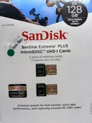 2X SanDisk Extreme PLUS 128GB Micro SDXC UHS-I Memory Cards with Adapter