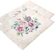 2 White Spring Floral Modern Elegant Rectangle Table Placemats Dining Table Mats