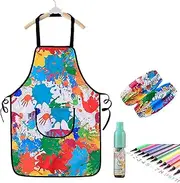 Kids Apron, Graffiti Waterproof Kids Painting Apron Kids Art Workwear with Pockets and Sleeves Kitchen Chef Apron for 3-10 Years Old for DIV Artisanal Gourmet Cooking Baking Painting Universal