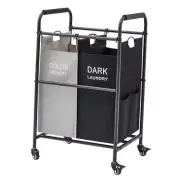 Laundry Sorter Cart, Laundry Hamper Sorter Basket with Heavy 2 Bag GreyBlack
