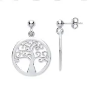 Tree of Life Earrings 30mm Sterling Silver