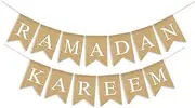 Party Decor Eid Mubarak Banner 2021 Muslims Ramadan Mubarak Decorations Linen Hanging Flag with Ropes Islam Home Decors Party Supplies (Color : Ramadan Kareem)