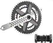 Bike Crankset, 165mm Hollow Integrated Road Bike Crankset 50-34T 52-36T 53-39T GXP Double Chainring Aluminum Alloy Road Crank Arm Set 8/9/10/11/12 Speed Cranksets with Bottom Bracket