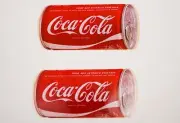 2 vtg 80s COCA COLA COKE POP SODA CAN ADVERTISING LARGE DECAL STICKER 12" French