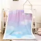 White Clouds In Pink Blue Sky 3D Warm Plush Fleece Blanket Picnic Sofa Couch