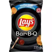 LAYS BBQ POTATO CHIPS FAMILY SIZE BAGS 10x235g FRESH & SECURE