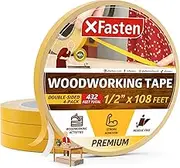 XFasten Double Sided Woodworking Tape 1/2" x 36 Yards (4-Pack) - Double Face Woodworker Turner's Tape for Wood Template, Edge Banding, Routing, Anchoring | Strong Adhesion but Removable & Residue Free