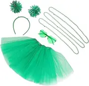 [OHPHCALL] Patrick's Day Tutu Skirt Lightweight Party Accessory Irish Shamrock Headband Festive Celebration Outfit Green