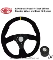 SAAS Commodore VS Black 14”Suede D shaped Sports Steering Wheel & Boss Kit Combo