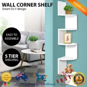 5 Tier Corner Wall Shelf Floating Display Stand Wall Mount DVD CD Bookshelf Rack