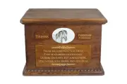 Henson Horse wooden urn with a standing statuette Art-Dog
