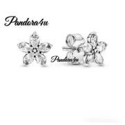 Pandora Sparkling Snowflake, Clear CZ, Stud Earrings NeW Tags; Velvet Lined BX