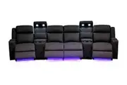 VI Academy Fabric Upholstered 4 Seater Electric Recliners with 2 Consoles