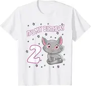 [X.Style] Kids Youth 2nd Birthday It's My Birthday 2 Years Old Girl ds1204 T-Shirt (S) White