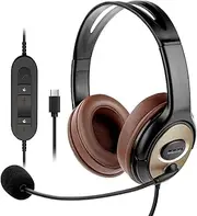 USB Type C Headphones USB-C Headset with Noise Cancelling Microphone & USB C Jack for PC Mac Tablet Compatible Windows Android Mac,for Samsung S20, Note 10/10+, iPad Pro 2020 2018, Ipad,Huawei,Google