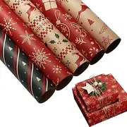 znutc Christmas Wrapping Paper,Christmas Theme Wrap Roll Thick Paper Roll | 5X Wrapping Paper Roll, Snowflakes Reindeer Wrap Paper Holiday Paper, Wrapping Supplies