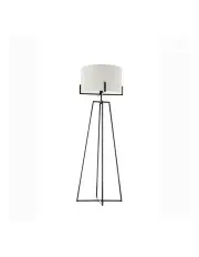 [BR Home] Dimmable Floor Lamp with Linen Shade in Matte Black