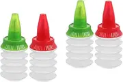 Hoement 2sets Cookie Icing Bottles Decorating Supplies Squeeze Bottles Cream Nozzles Baking Accessory Piping 2pcs*2 Random Color