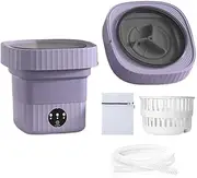 Portable Travel Washing Machine, Small Mini Foldable Washing Machine Compact Washers, Upgraded Large Capacity Collapsible Mini Washer Machine for Camping, Apartment, Dorm, Clothes(Purple,6L)