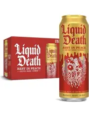 Liquid Death Iced Black Tea, Rest in Peach 19.2 oz King Size Cans (8-Pack)