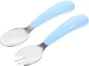 Zerodeko Toddler Stainless Steel Cutlery Set Fork Spoon Kit Ergonomic Handle Easy to Clean 1 Set