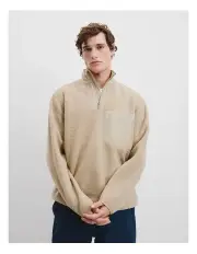 [Country Road] Recycled Polyester Half Zip Sweat in Light Camel